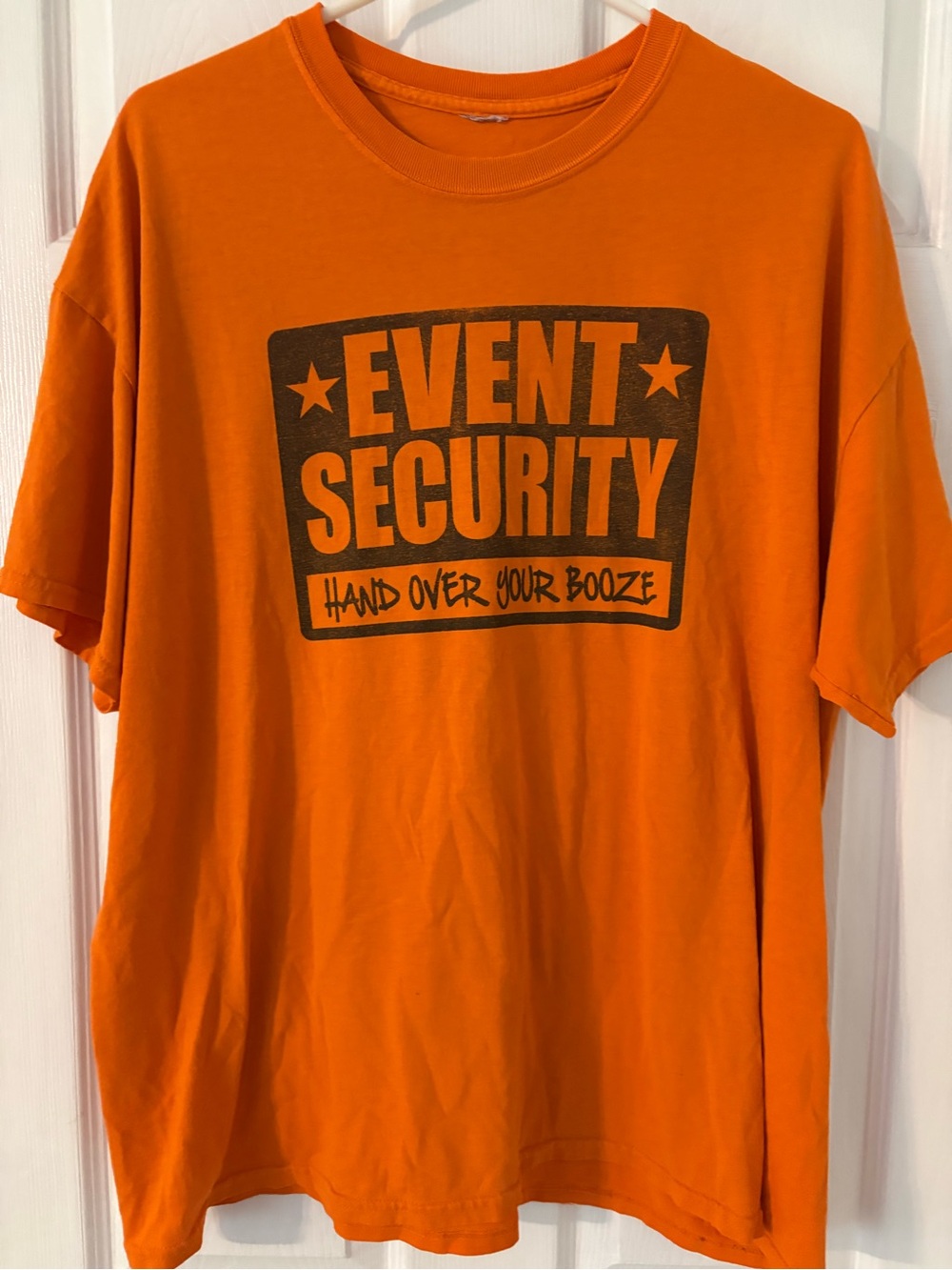 Event Security Hand Over Your Booze Graphic T-Shirt Orange Men’s Large Funny Tee - Picture 5 of 5